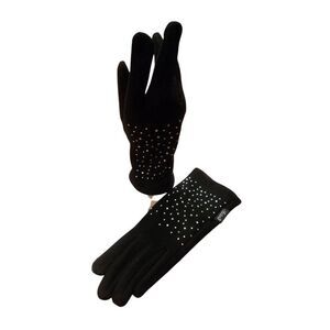 Antonio Women's Size Medium Black Faux Suede Rhinestone Embellished Gloves